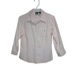 Duck Head Jeans Co. Womens Striped Button-Down Shirt M Peach/White Causal Preppy